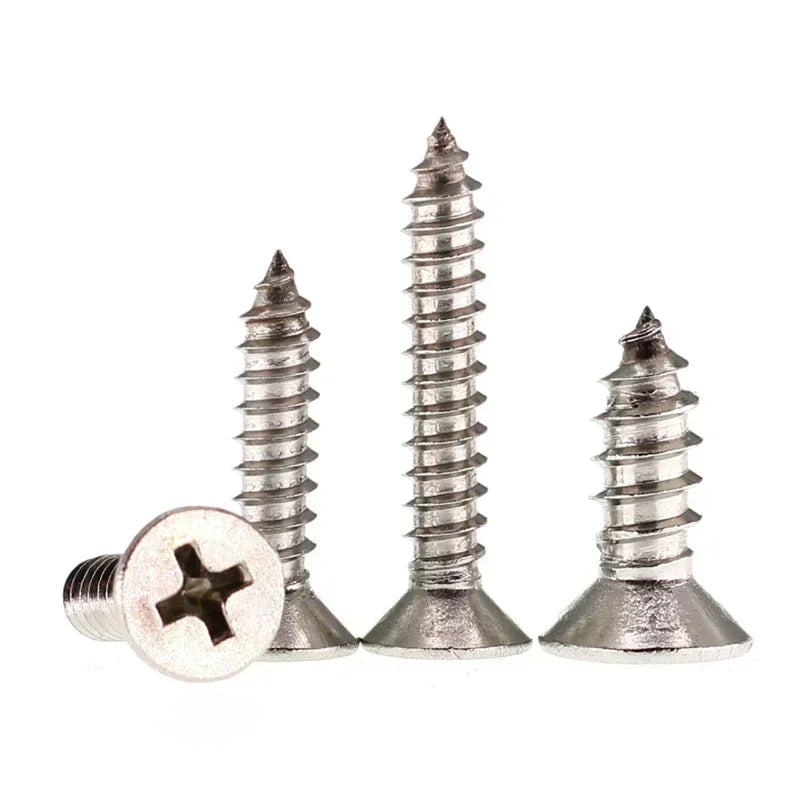 50/20pcs M5 Wood Screw Self-tapping Phillips Cross Bolt Countersun Flat Head 304 Stainless Steel 8-60mm 12mm 16mm 20mm 25mm 30mm