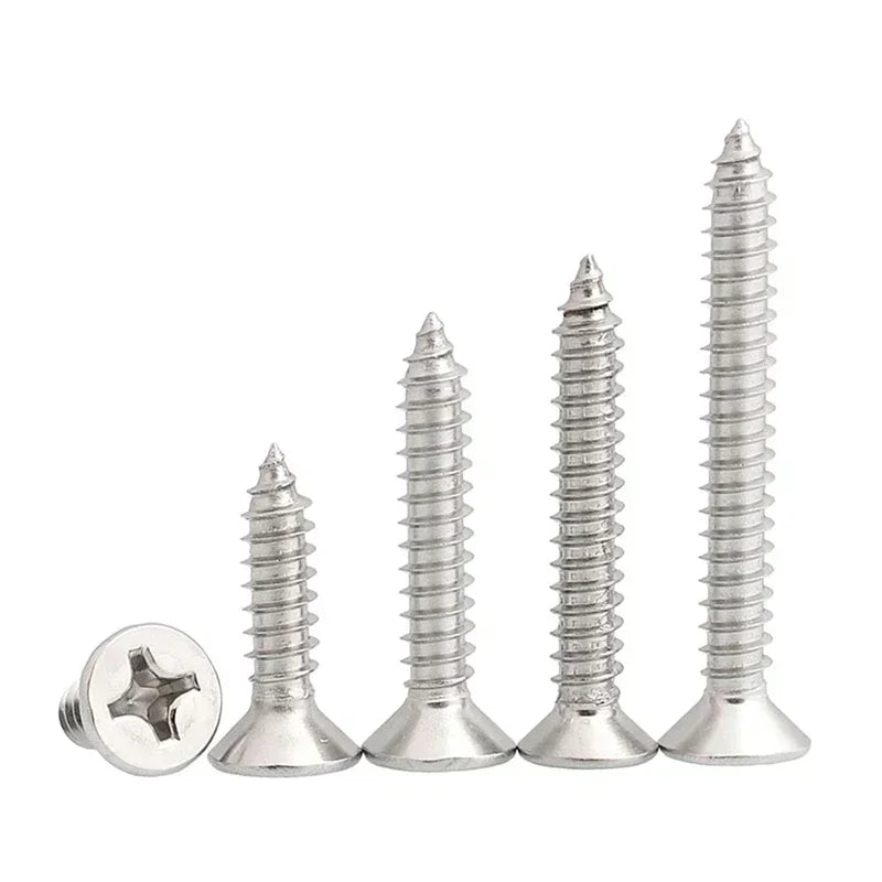50/20pcs M5 Wood Screw Self-tapping Phillips Cross Bolt Countersun Flat Head 304 Stainless Steel 8-60mm 12mm 16mm 20mm 25mm 30mm
