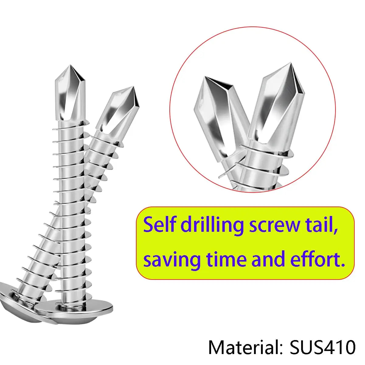 200/20pcs Self-tapping Screws Stainless Steel Large Flat Head Phillips Self Drilling Screw for Wood Sheet Metal Assortment Kit