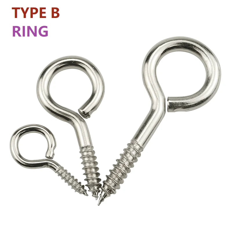 Self-tapping Hook Screw Large Heavy Duty Eye Hooks 30/20/10pcs Wood Sheep Eye Screws Large Hooking Bolt for Wood Securing Light