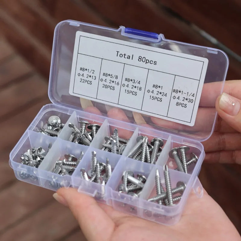 Cross Phillips Head Self-tapping Screw Stainless Steel Self Drilling Screws Kit Fastener High-Strength Wood Sheet Metal Tools