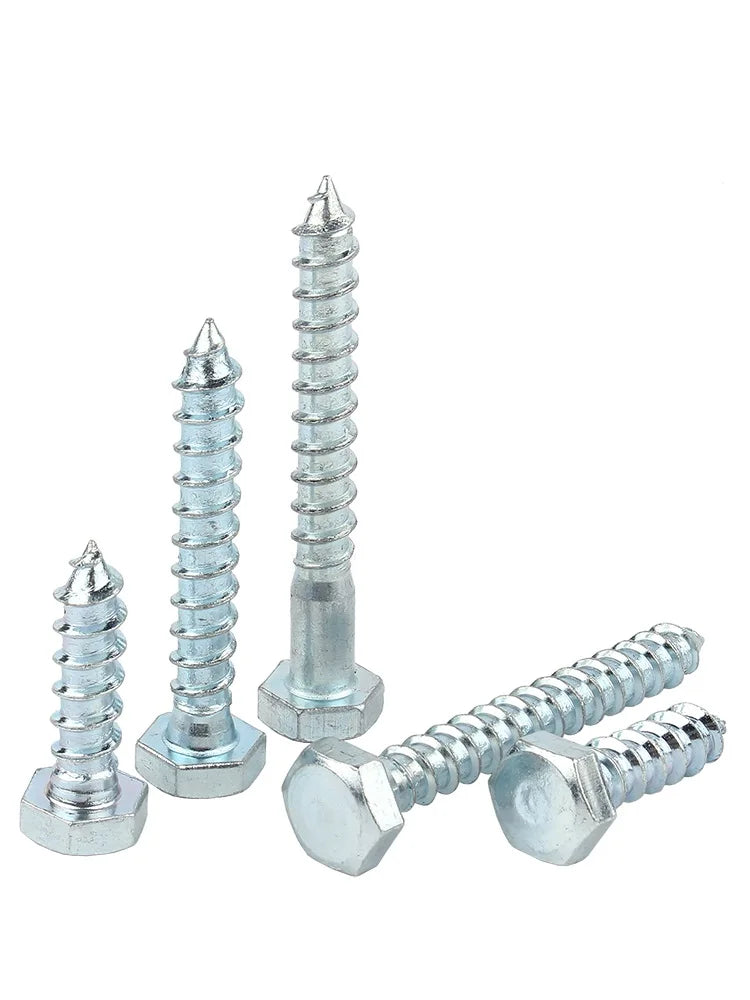 1~10pcs M6 M8 M10 M12 Hexagon Head Self-tapping Wood Screws Lag Bolts Carbon Steel Galvanized Length 20~150m