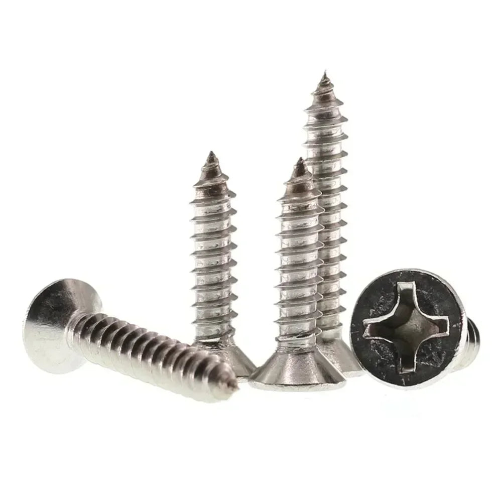 50/20pcs M5 Wood Screw Self-tapping Phillips Cross Bolt Countersun Flat Head 304 Stainless Steel 8-60mm 12mm 16mm 20mm 25mm 30mm
